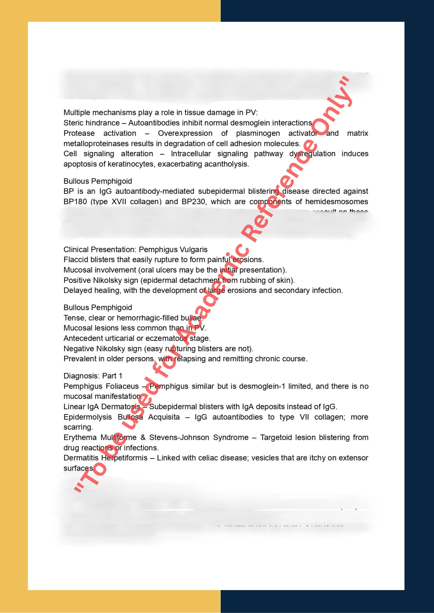 Assignment Sample Solution of DERM 501- Clinical Dermatology 1
